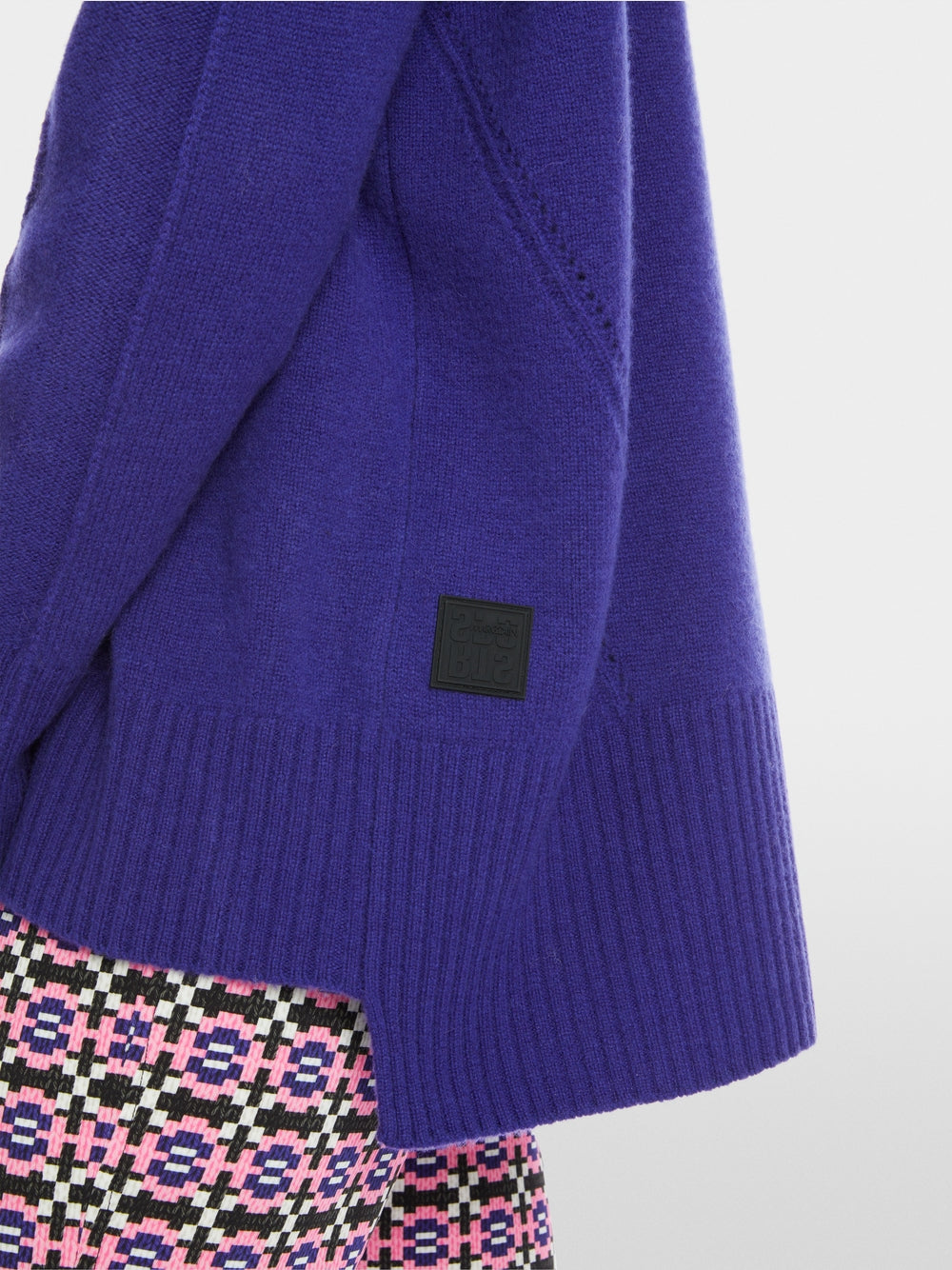 Bright Violet Cashmere Blend Polo Neck Sweater