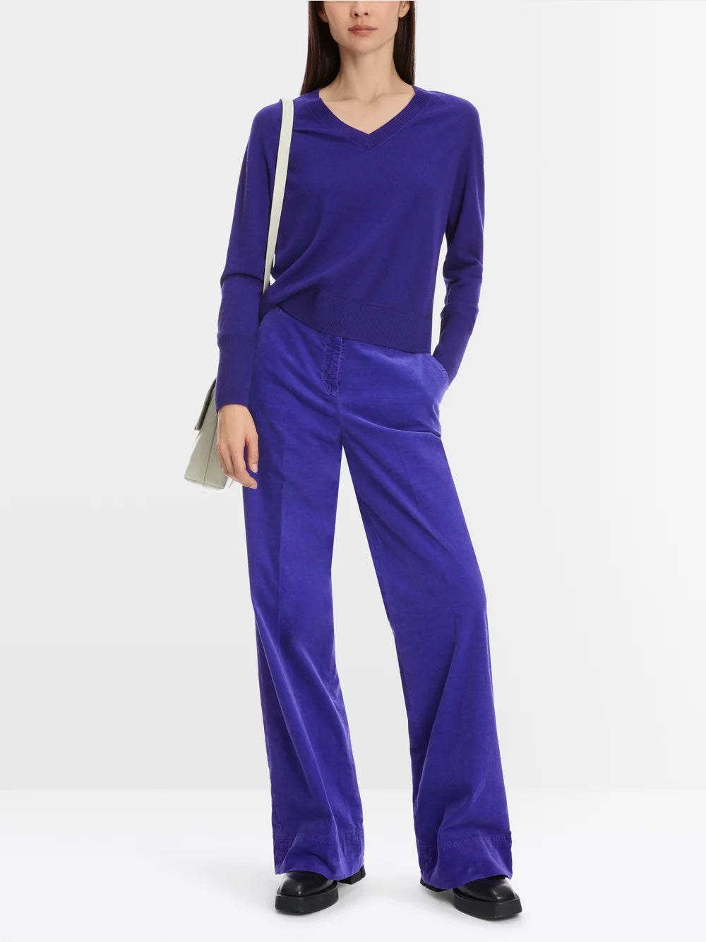 Bright Violet Cashmere Blend V-Neck Sweater