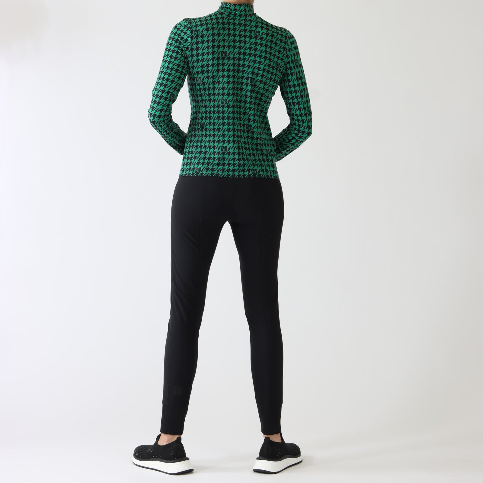 Brilliant Green Chickcheck Print Polo Top