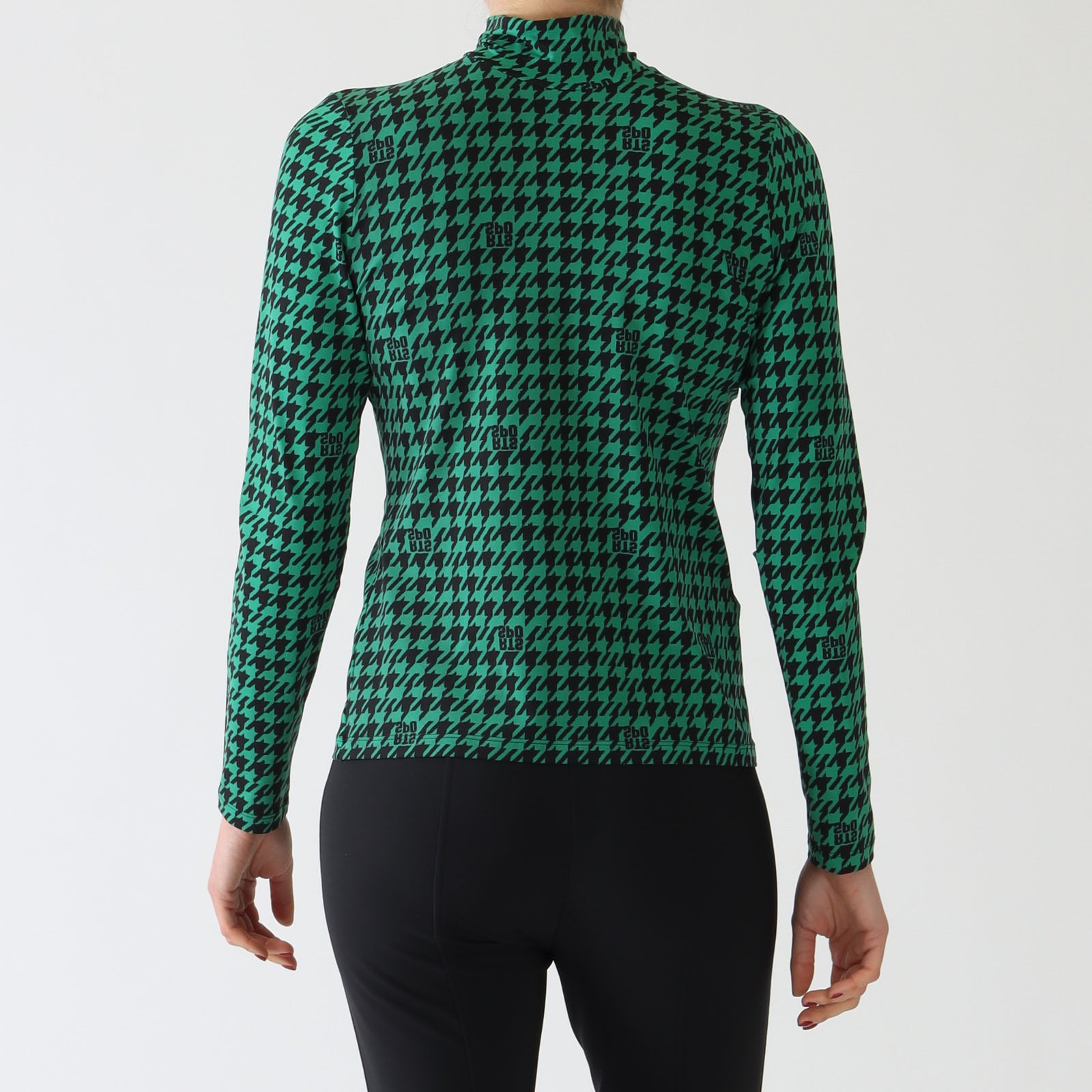 Brilliant Green Chickcheck Print Polo Top