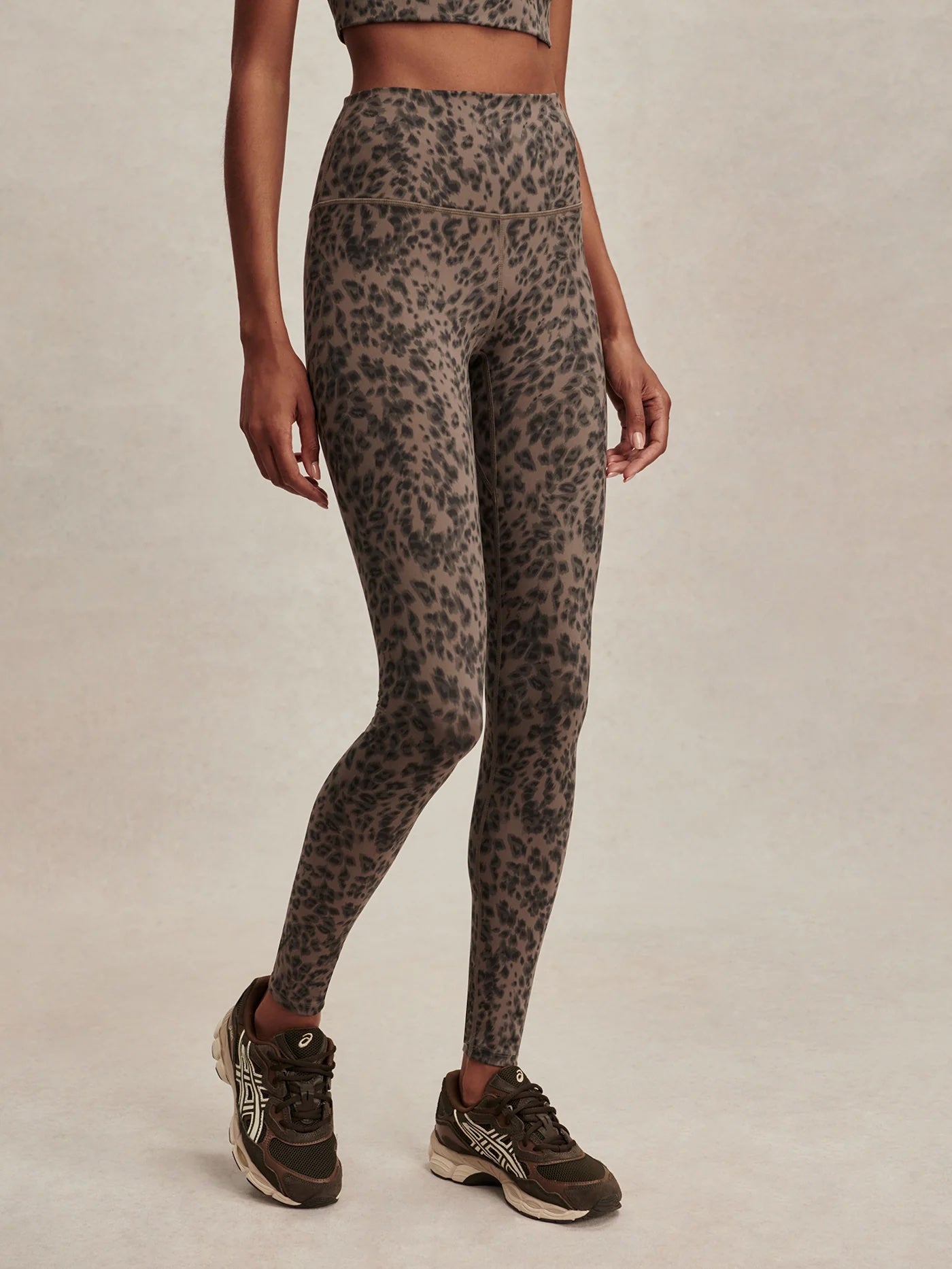 Brown Contrast Cheetah Print High-Rise Leggings