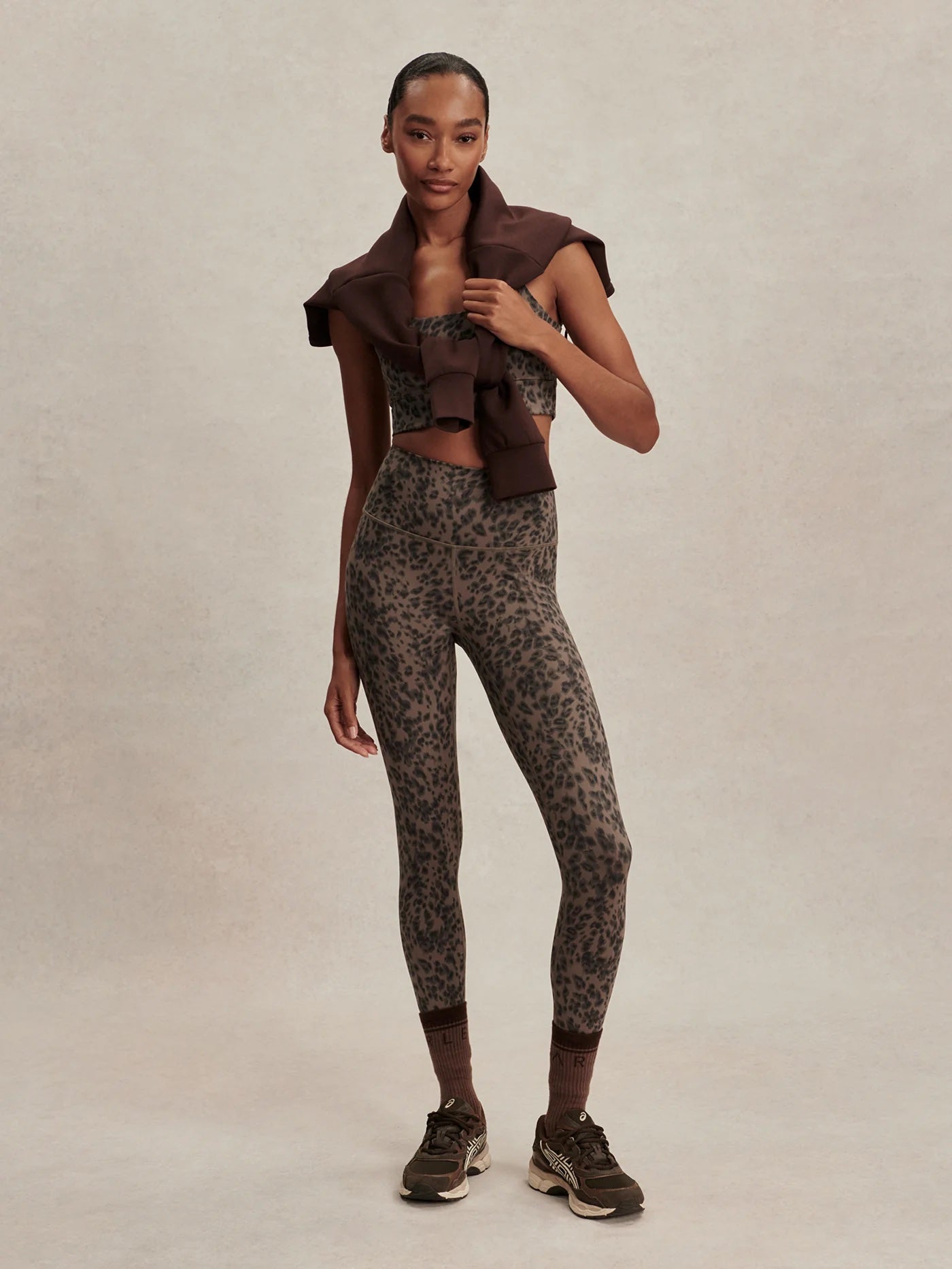 Brown Contrast Cheetah Print High-Rise Leggings