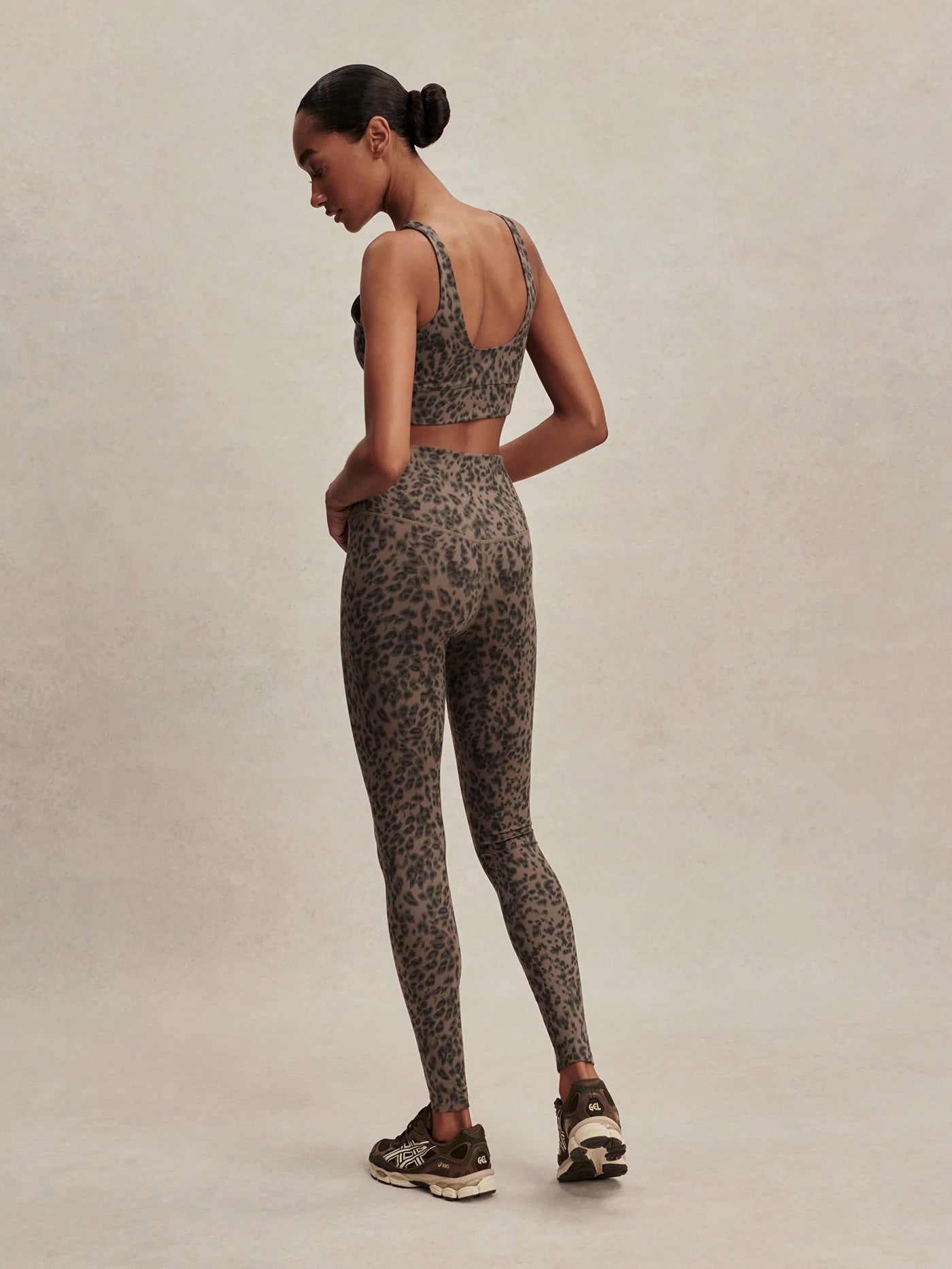 Brown Contrast Cheetah Print High-Rise Leggings