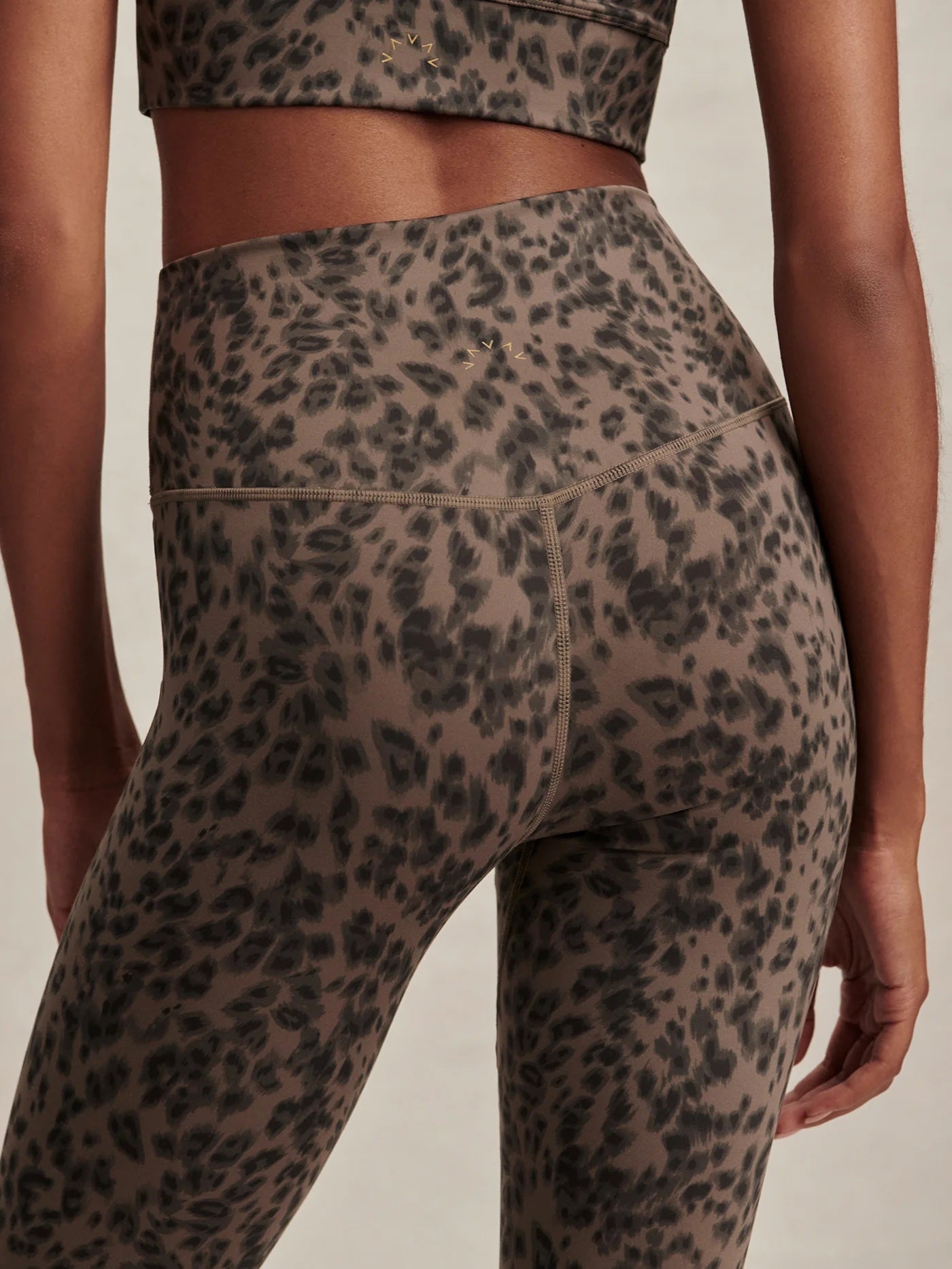 Brown Contrast Cheetah Print High-Rise Leggings