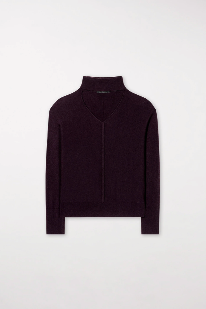 Burgundy Cut-Out Cashmere Blend Sweater