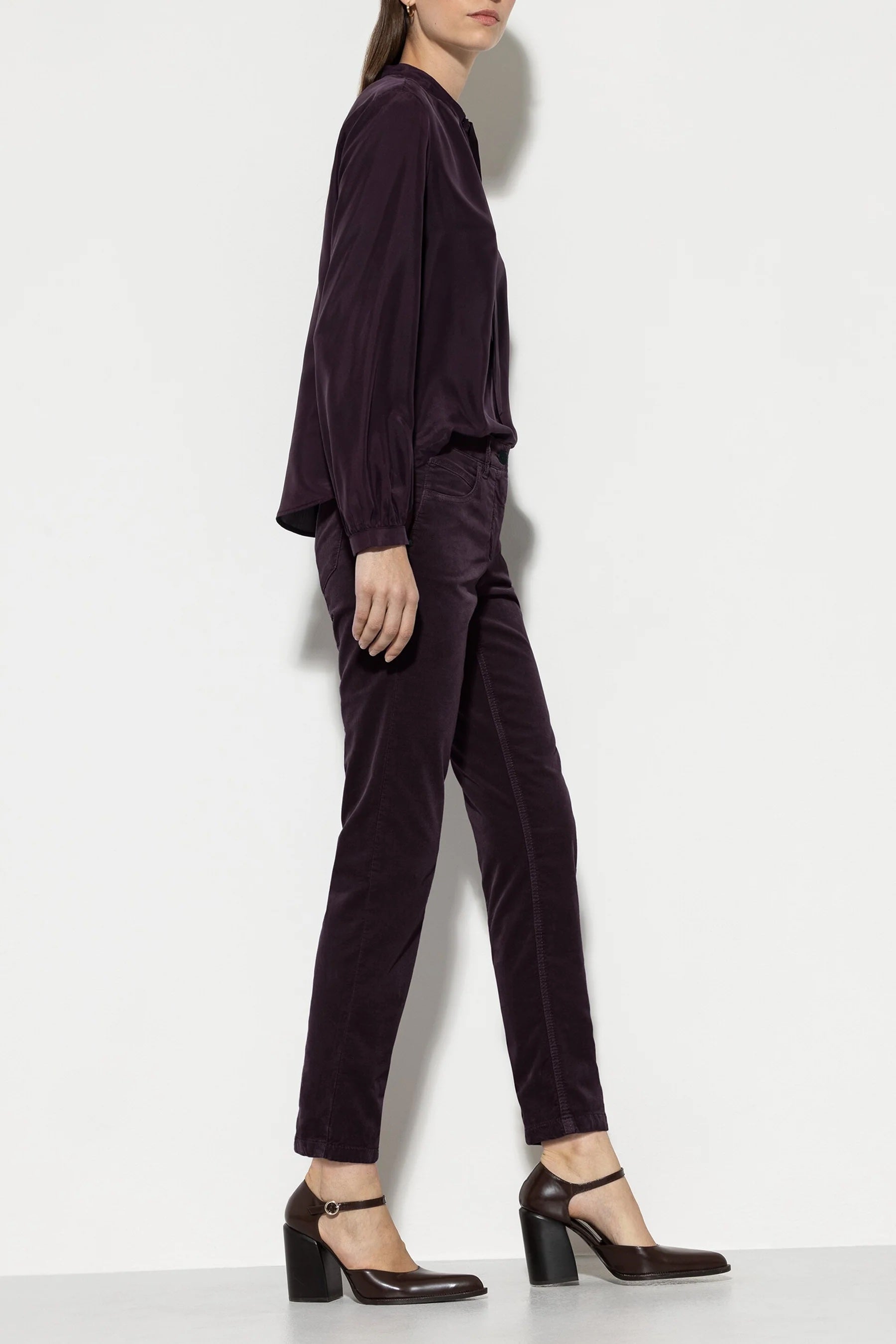 Burgundy Elasticated Back Velvet Pants