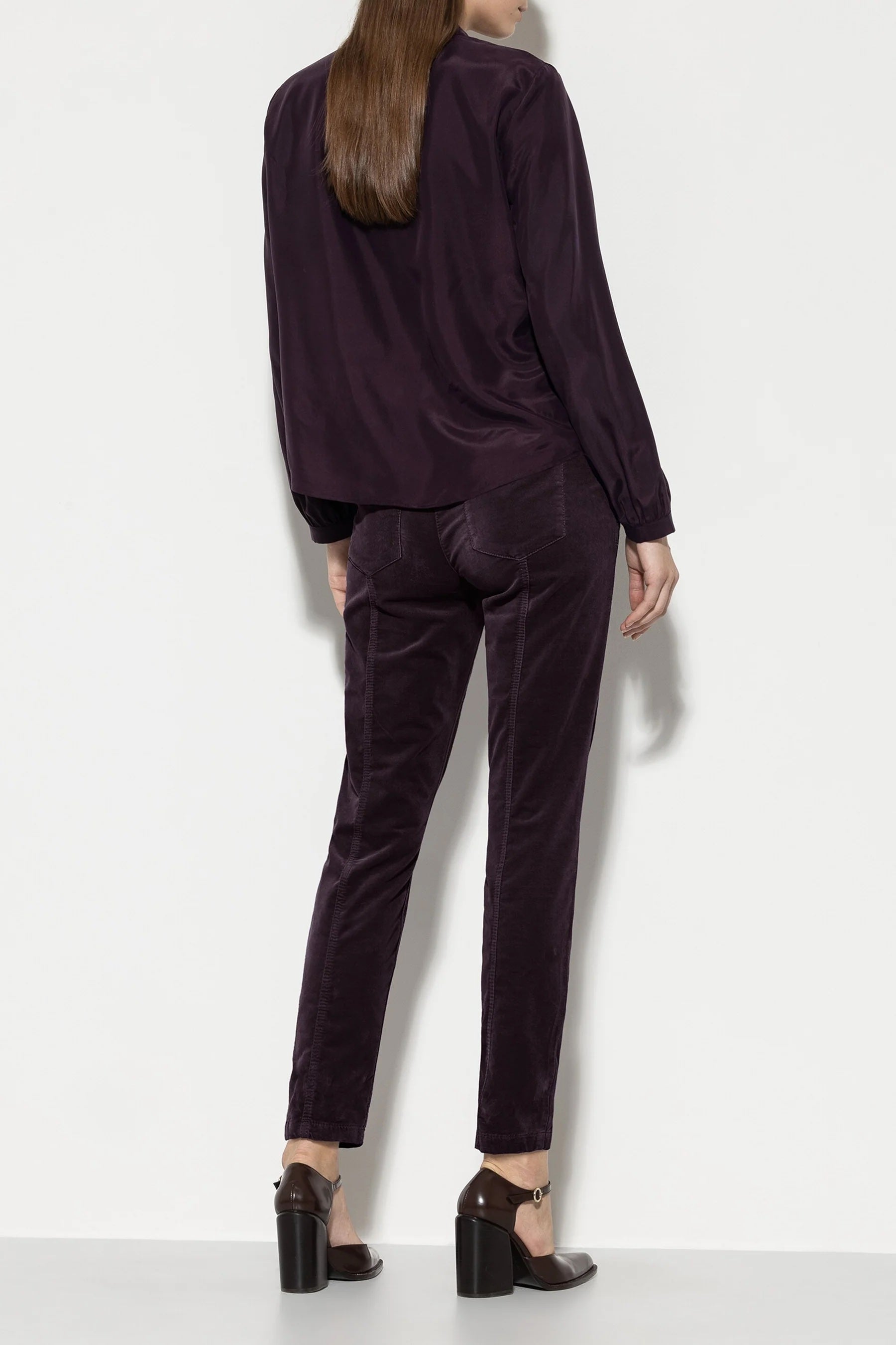 Burgundy Elasticated Back Velvet Pants