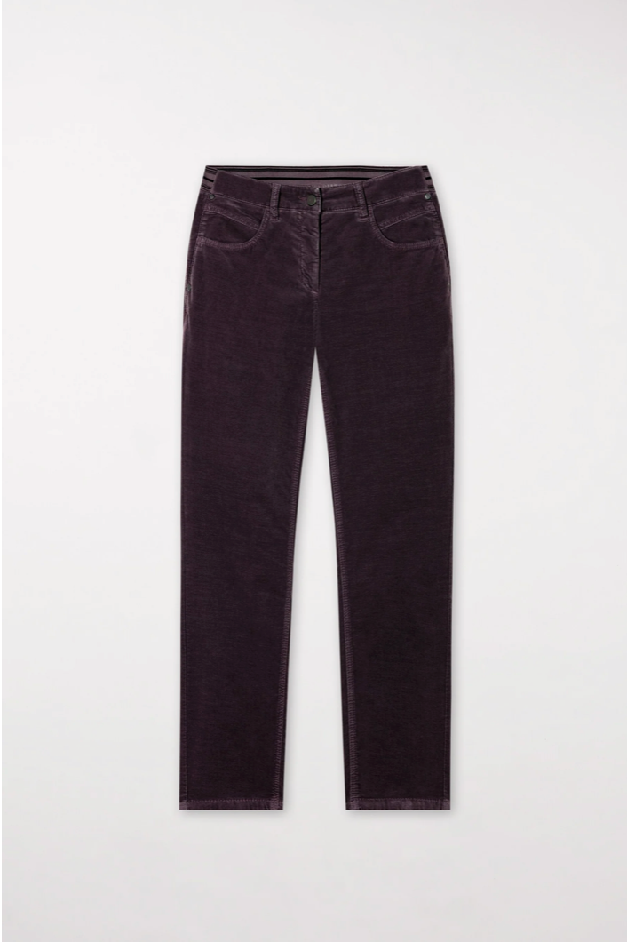 Burgundy Elasticated Back Velvet Pants