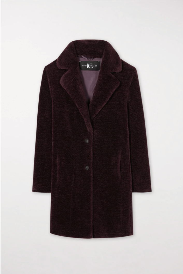 Burgundy Faux Fur Coat