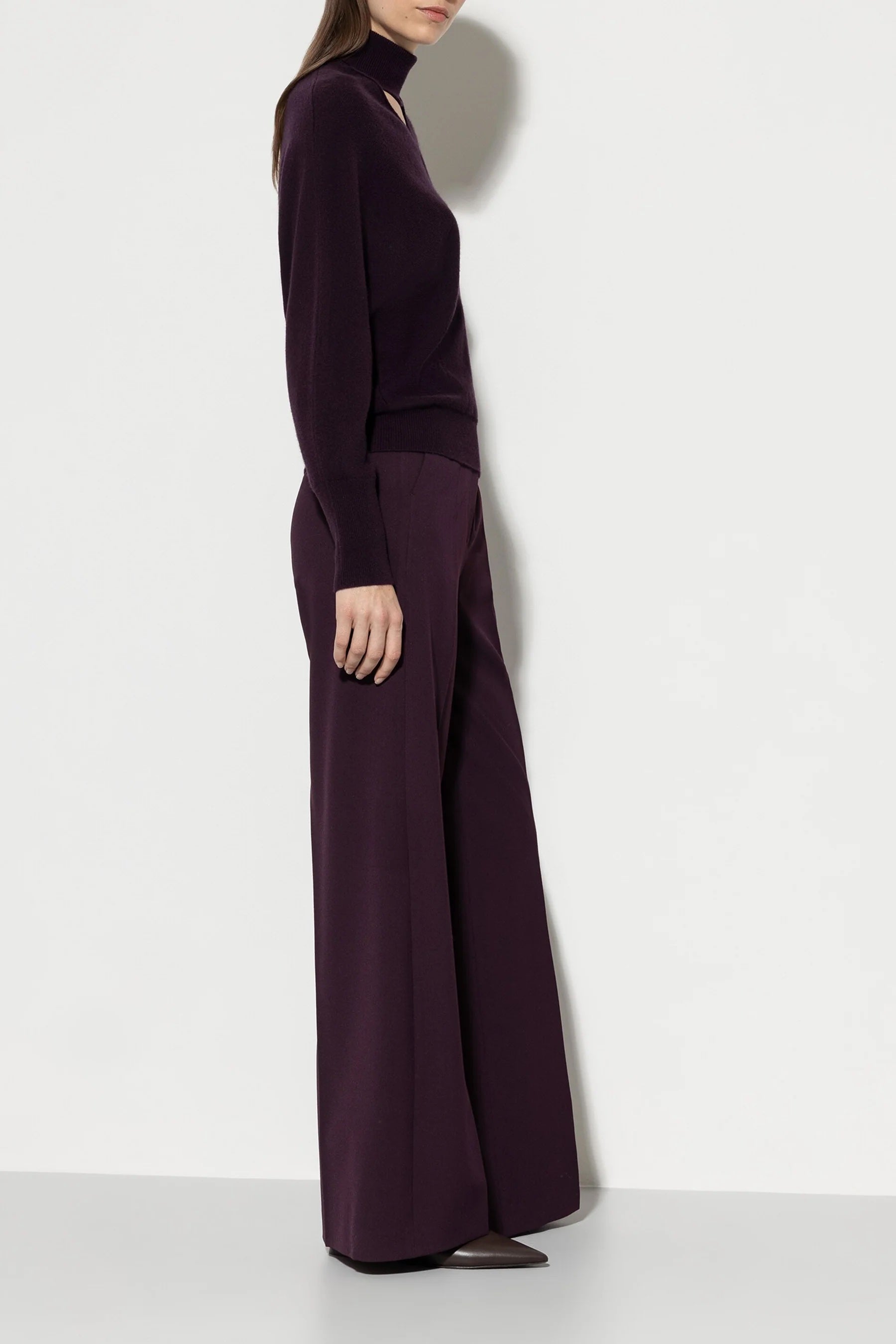 Burgundy Wide Leg Pants