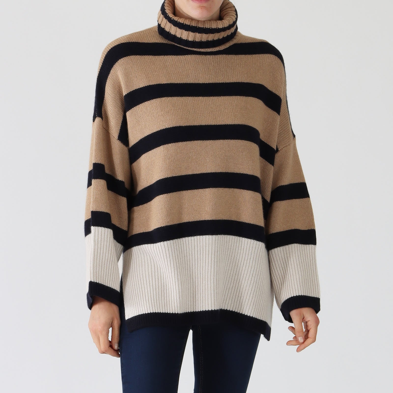 Camel & Peacoat Striped Sweater