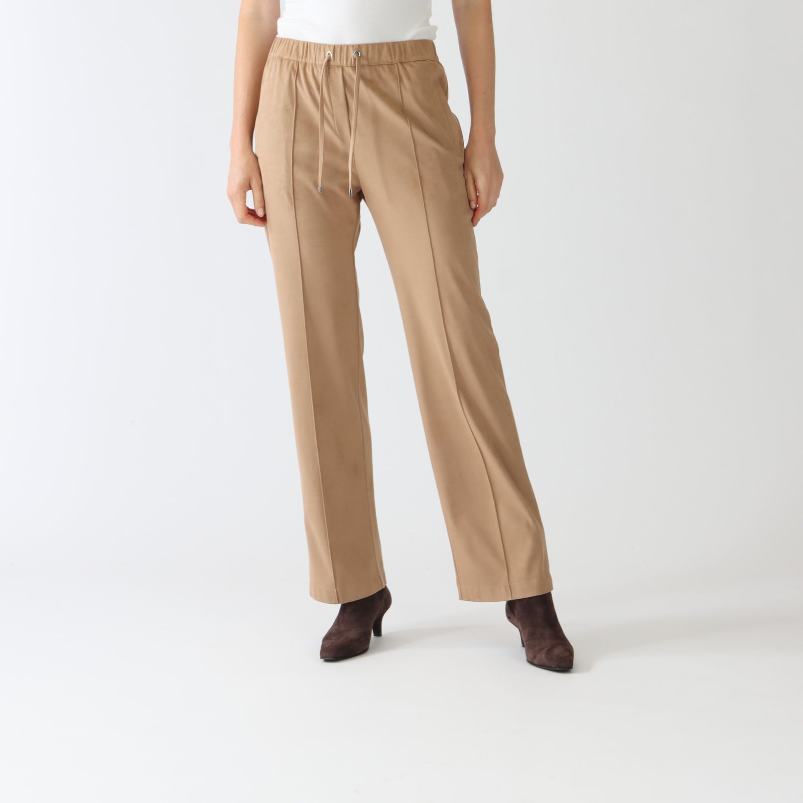 Cammello Suede Pull-On Straight Leg Pants