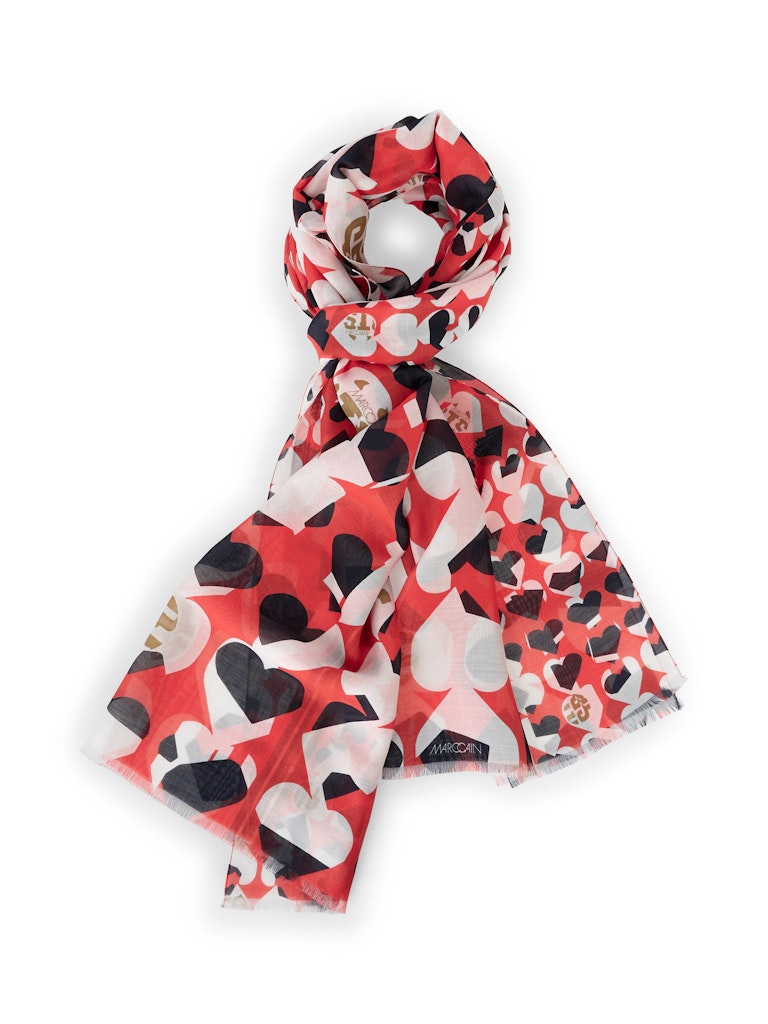 Campari Splithearts Print Cotton & Silk Scarf