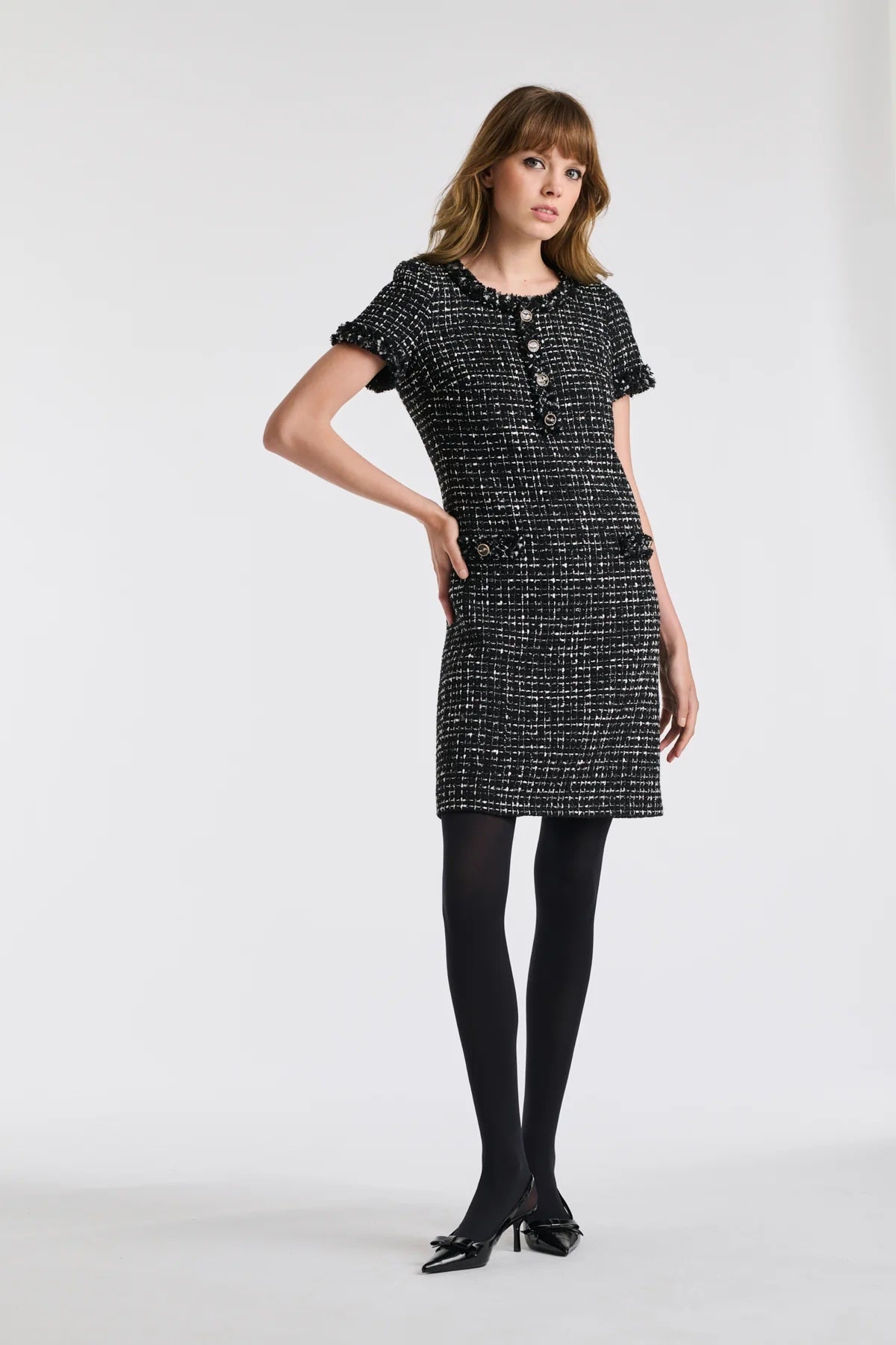Camyl Noir Fringed Tweed Dress