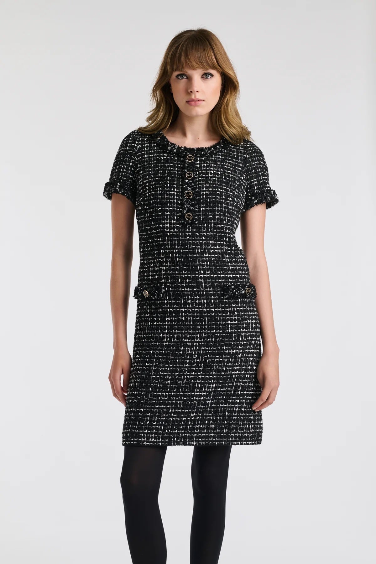 Camyl Noir Fringed Tweed Dress
