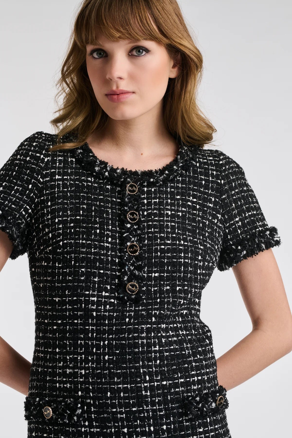 Camyl Noir Fringed Tweed Dress