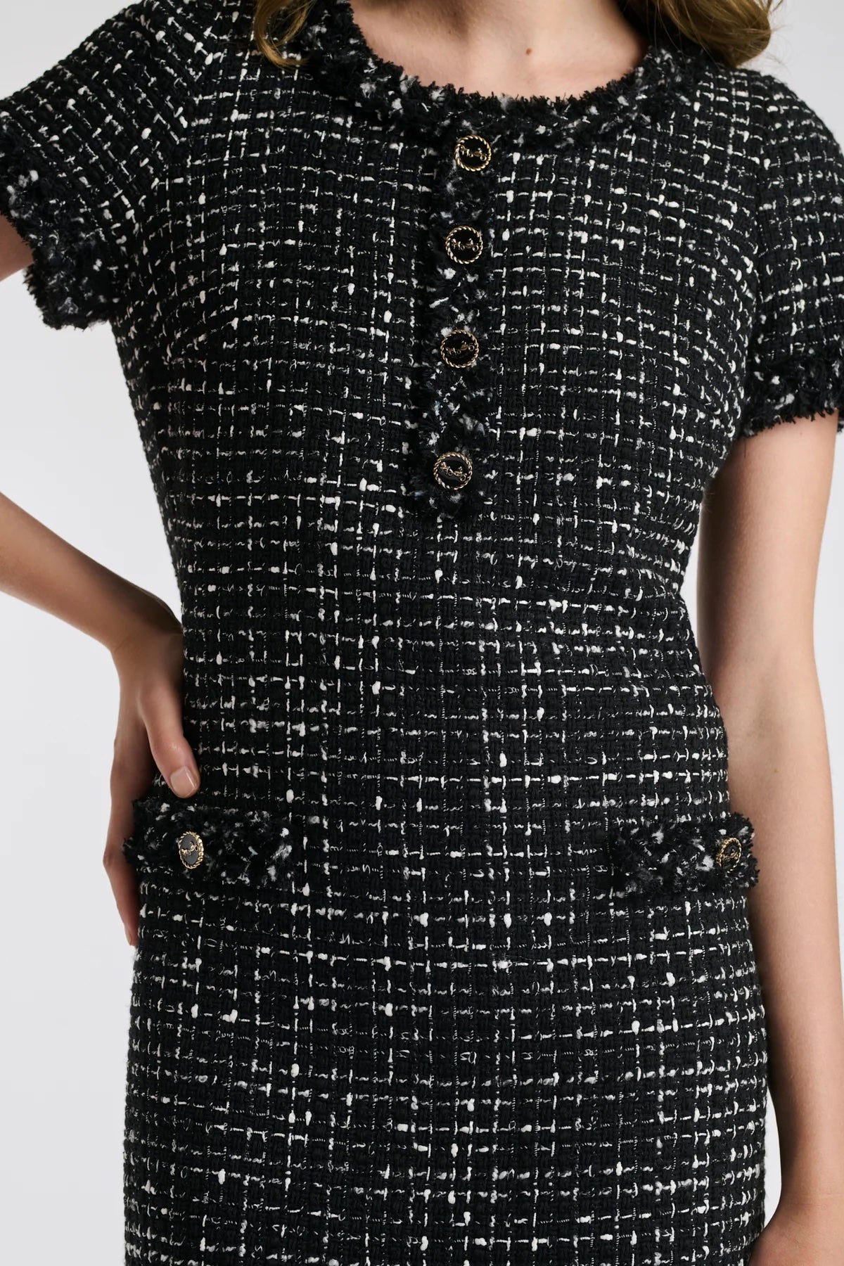 Camyl Noir Fringed Tweed Dress