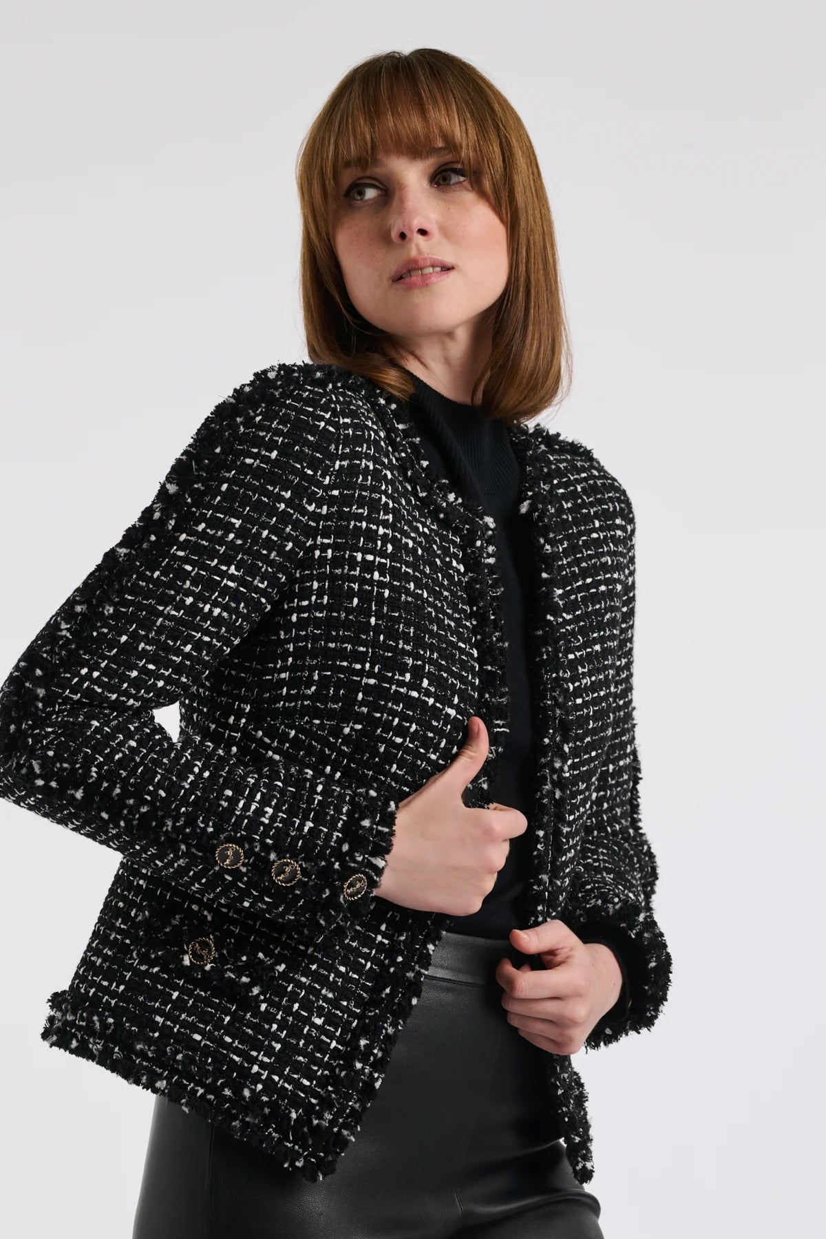 Camyl Noir Fringed Tweed Jacket