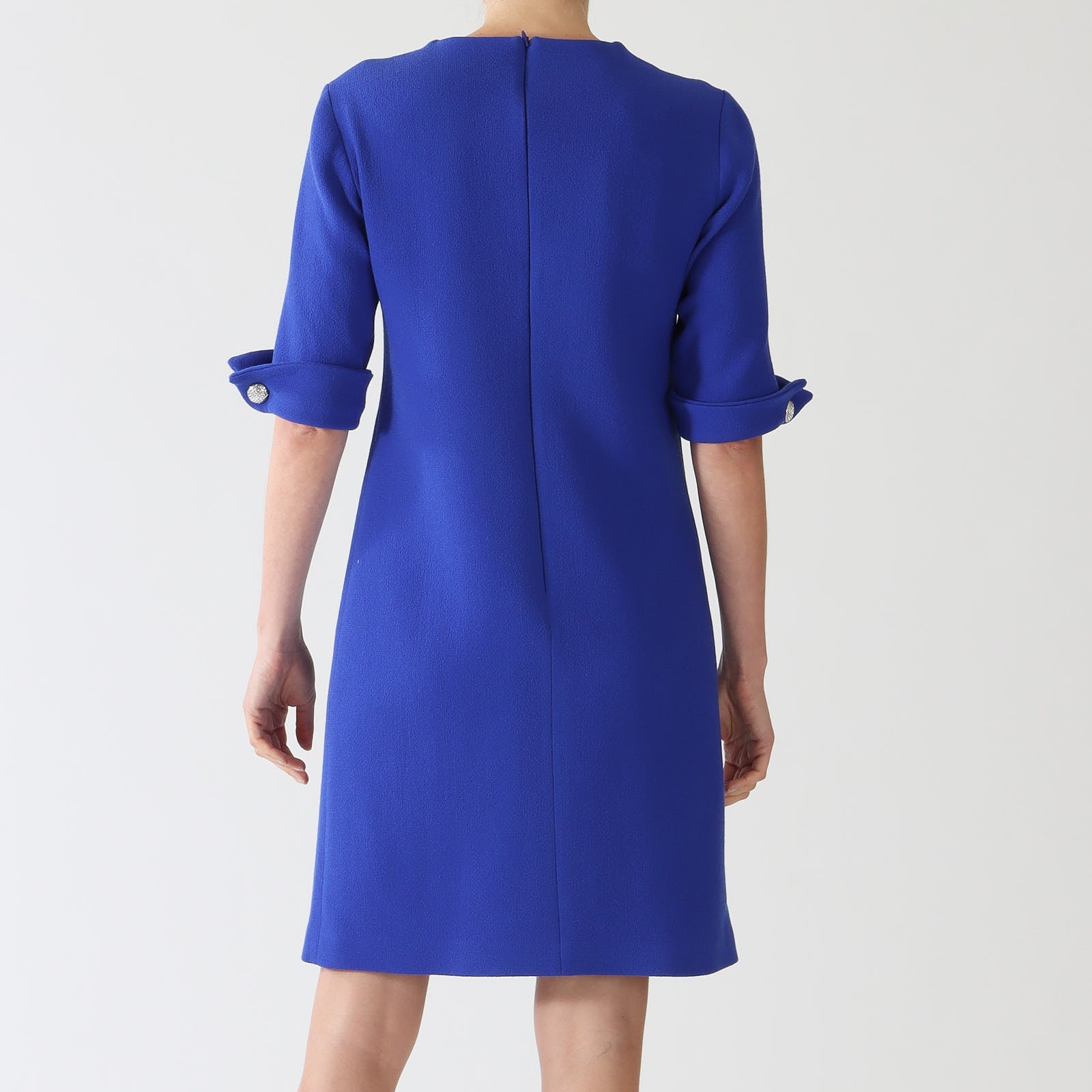 Carlen Bleu Keyhole Dress With Crystal Buttons