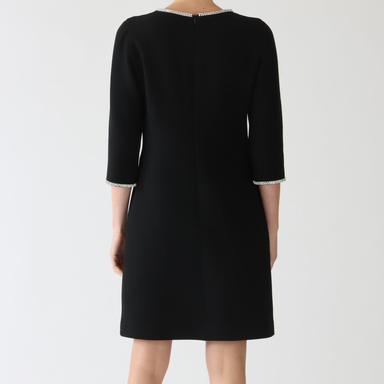 Carlen Noir Rhinestone Wool Crepe Dress