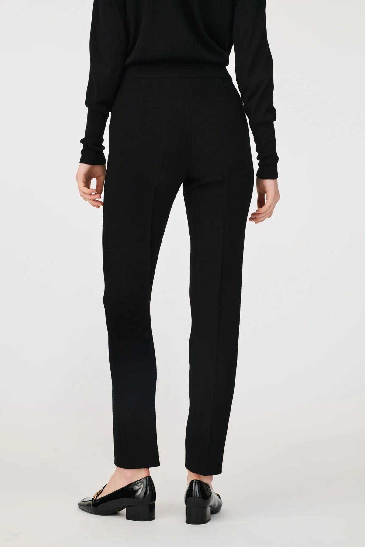 Carlen Noir Wool Crepe Cigarette Pants