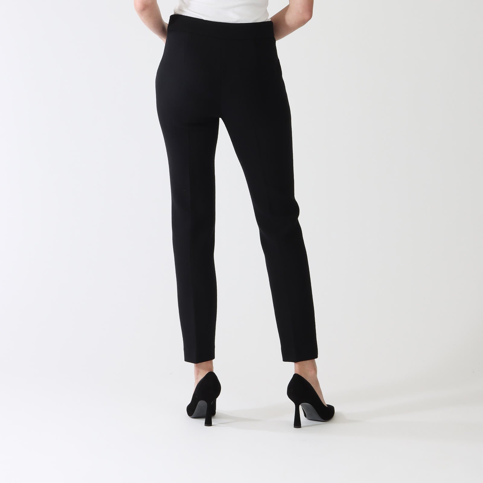 Carlen Noir Wool Crepe Cigarette Pants