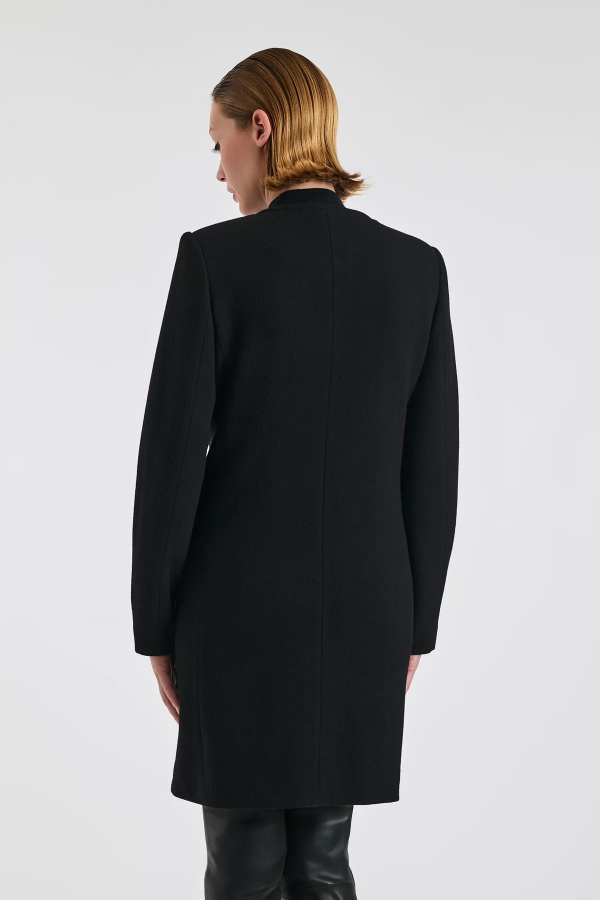 Carlen Noir Wool Crepe Coat