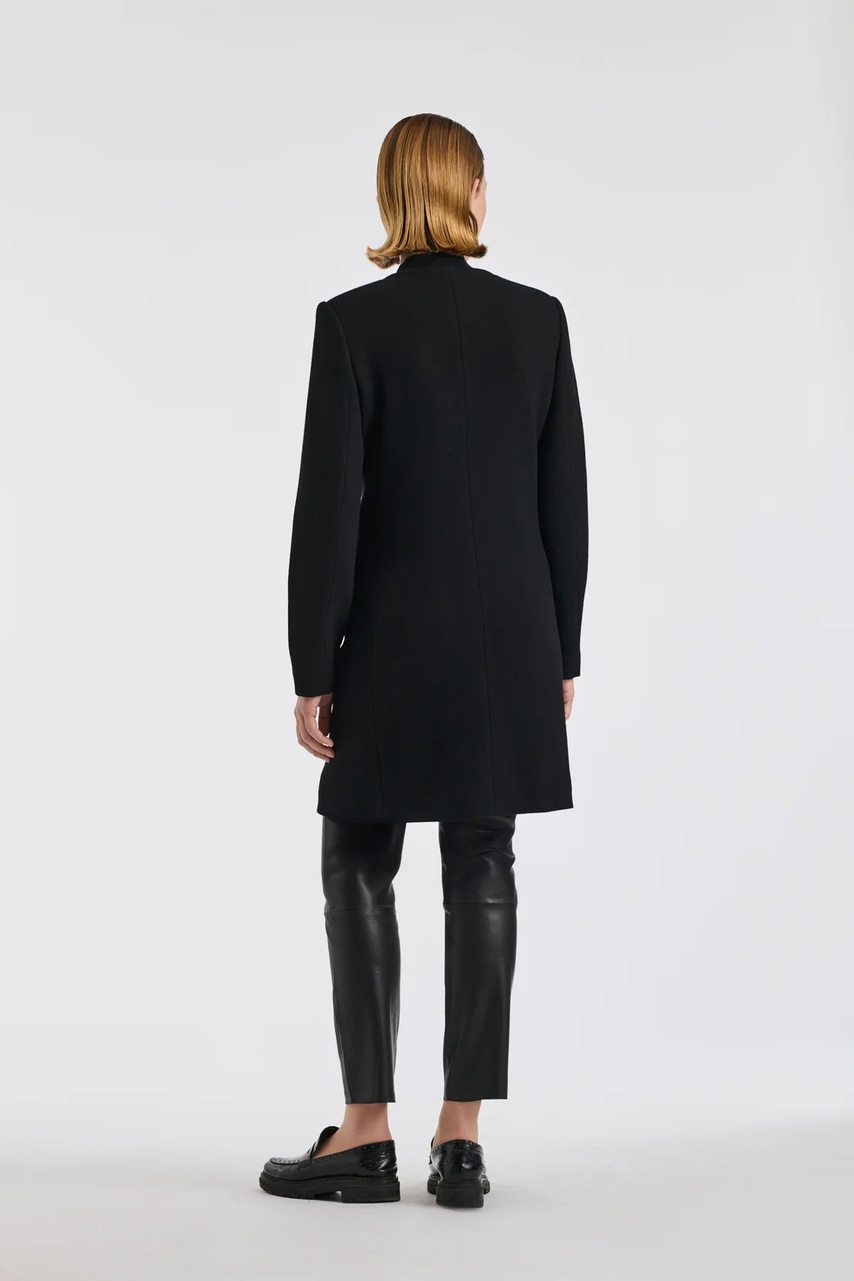 Carlen Noir Wool Crepe Coat