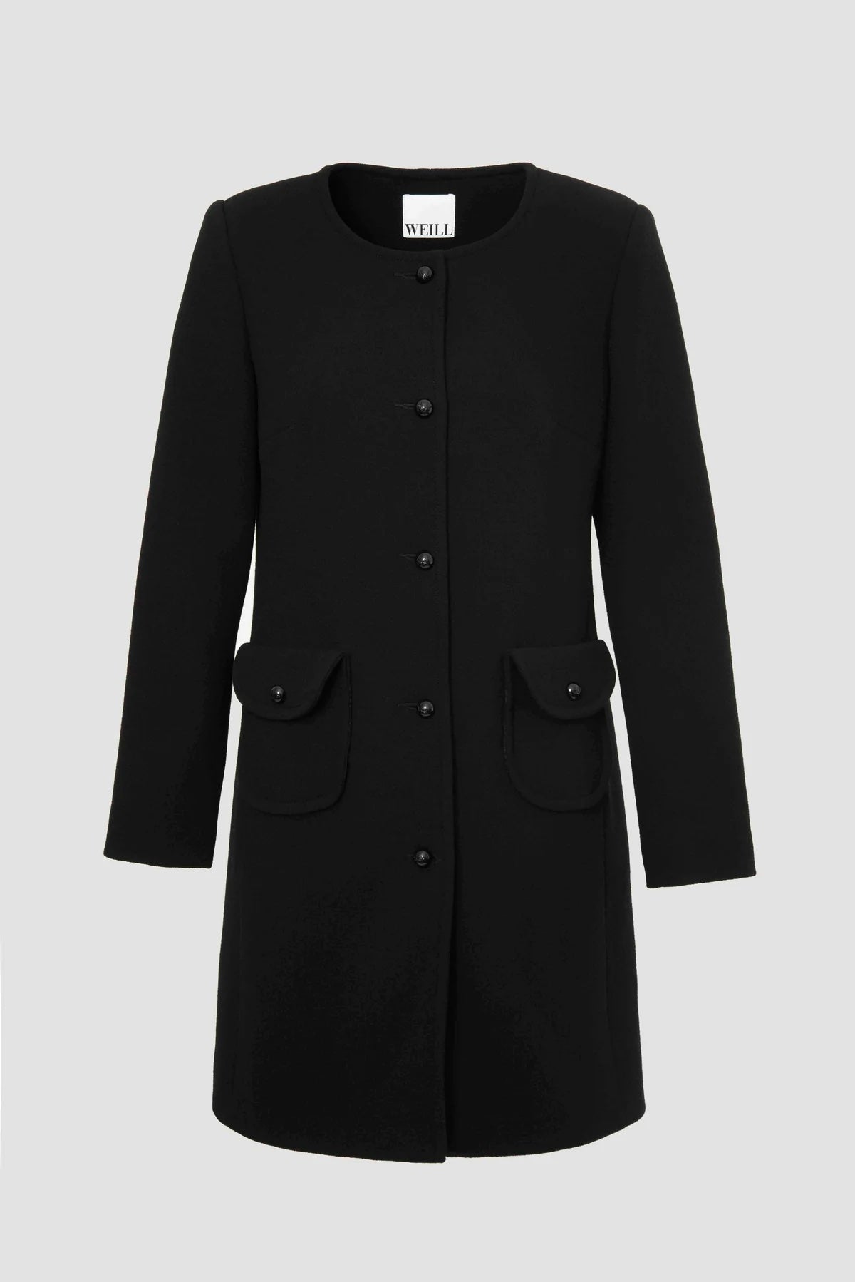 Carlen Noir Wool Crepe Coat