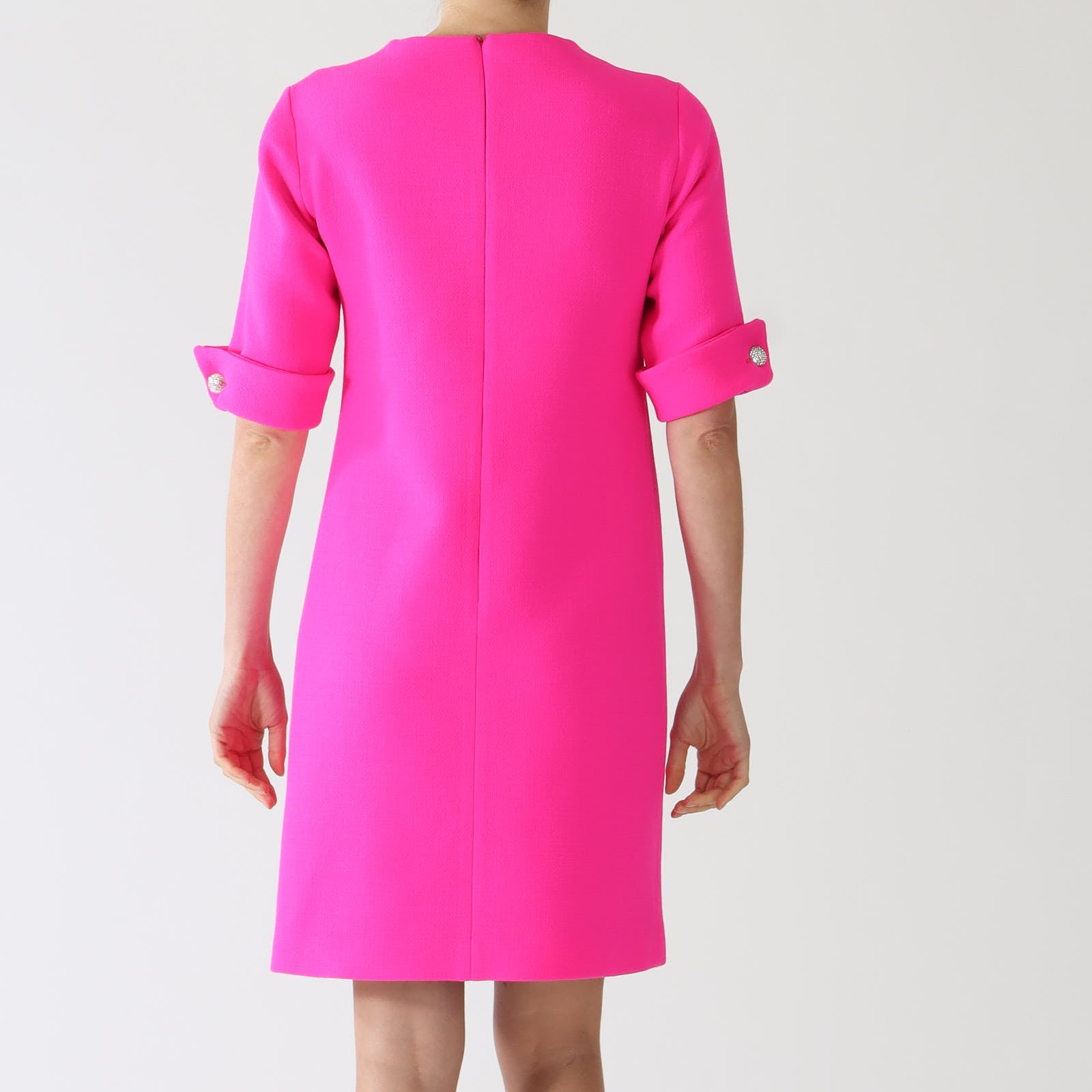 Carlen Pink Keyhole Dress With Crystal Buttons