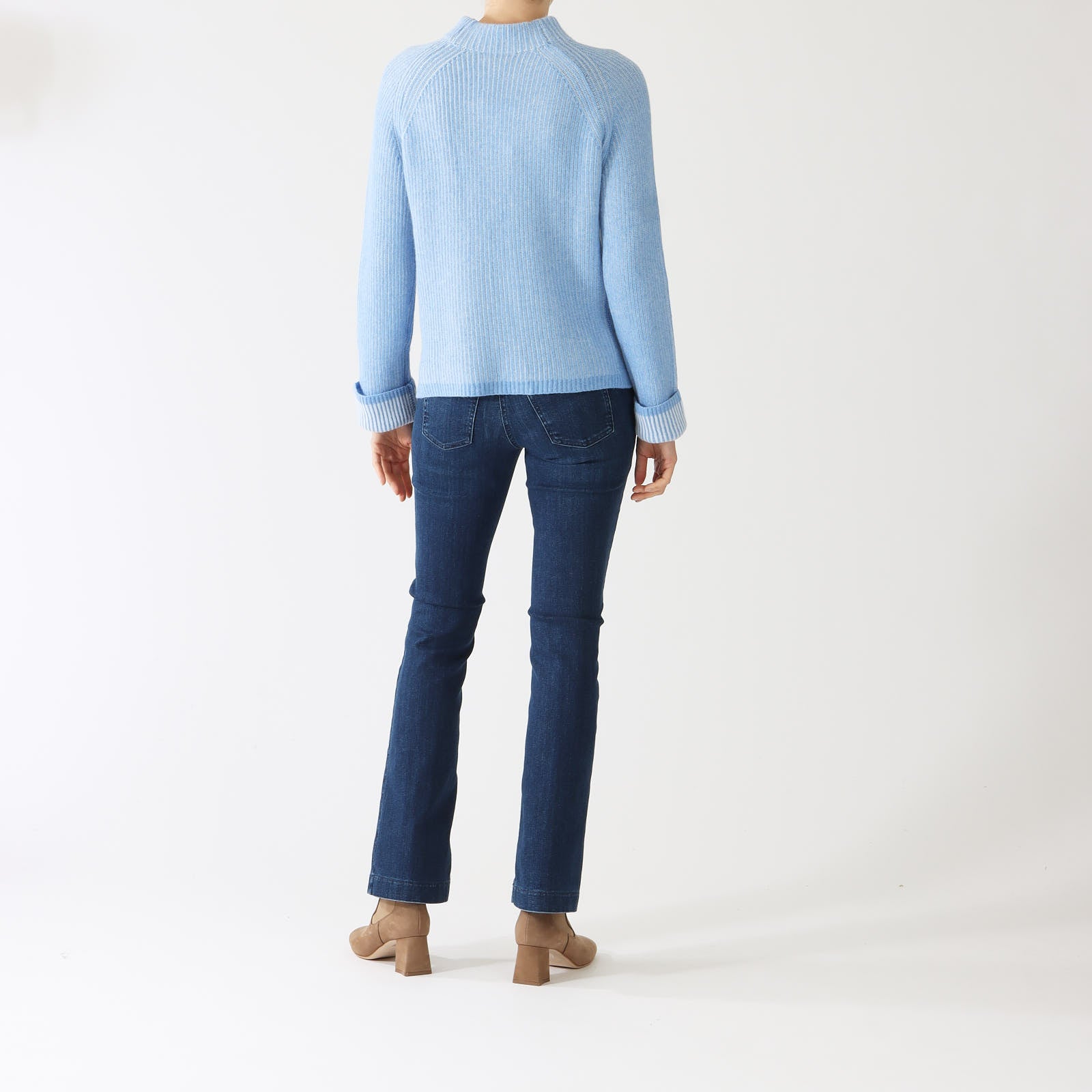 Celeste Como Plaited Rib Funnel Cashmere Sweater