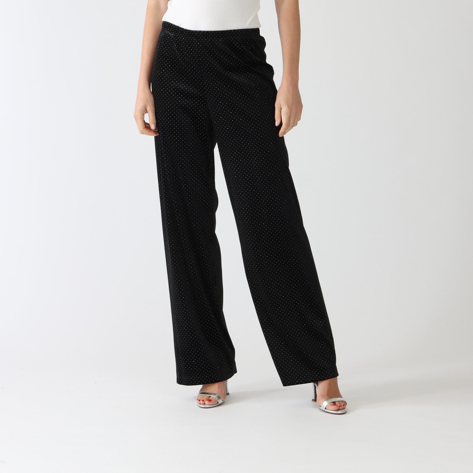 Cezar Noir Crystal Embellished Velvet Pants