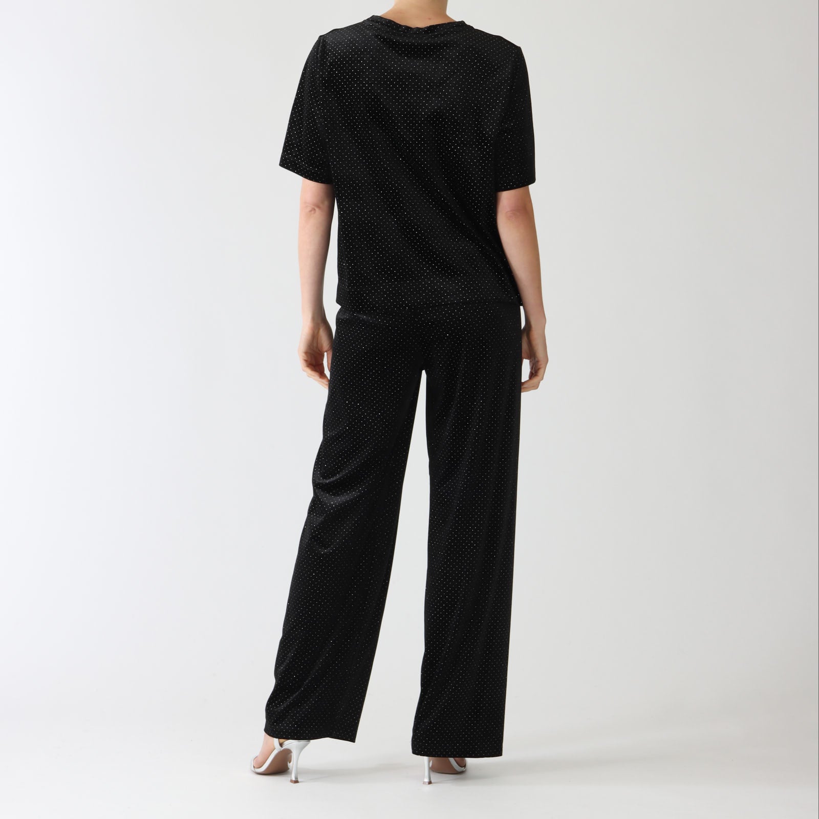 Cezar Noir Crystal Embellished Velvet Pants