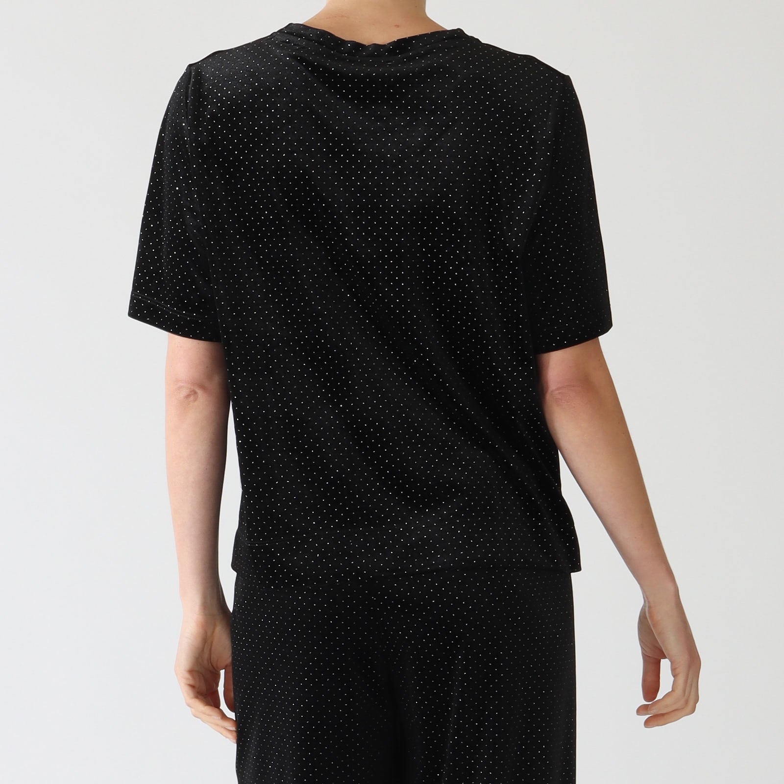 Cezar Noir Crystal Embellished Velvet Top