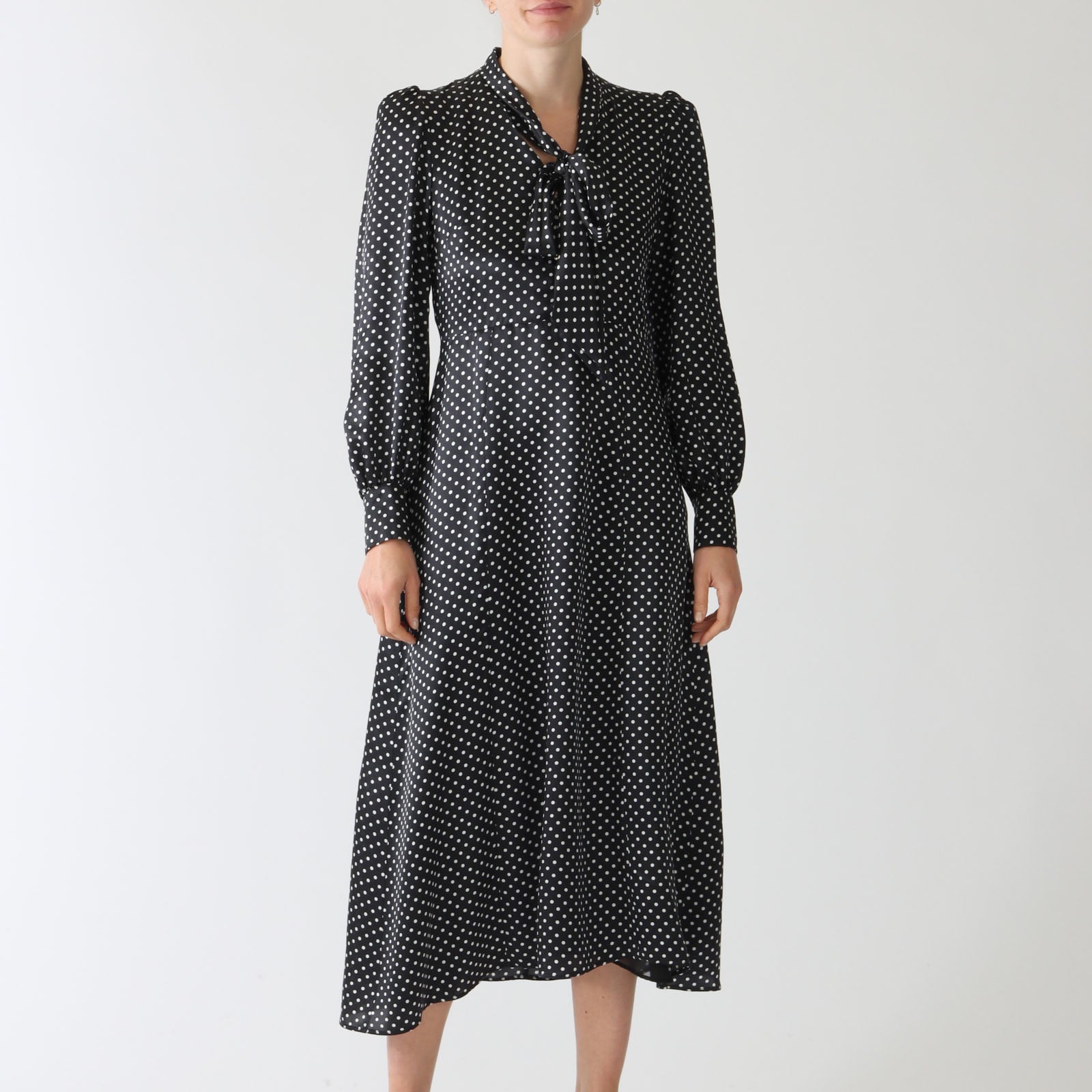 Charlus Noir Dot Print Midi Dress