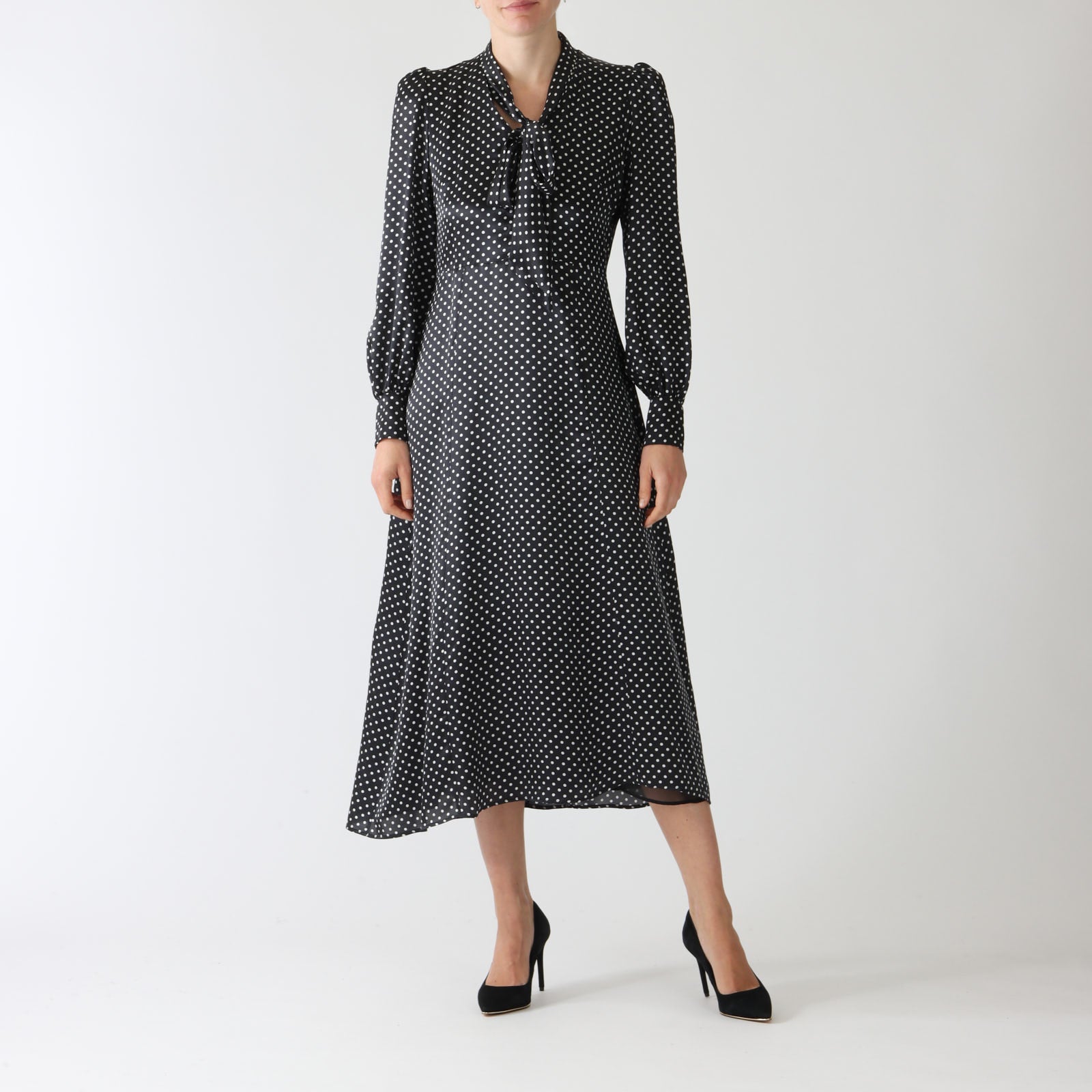 Charlus Noir Dot Print Midi Dress