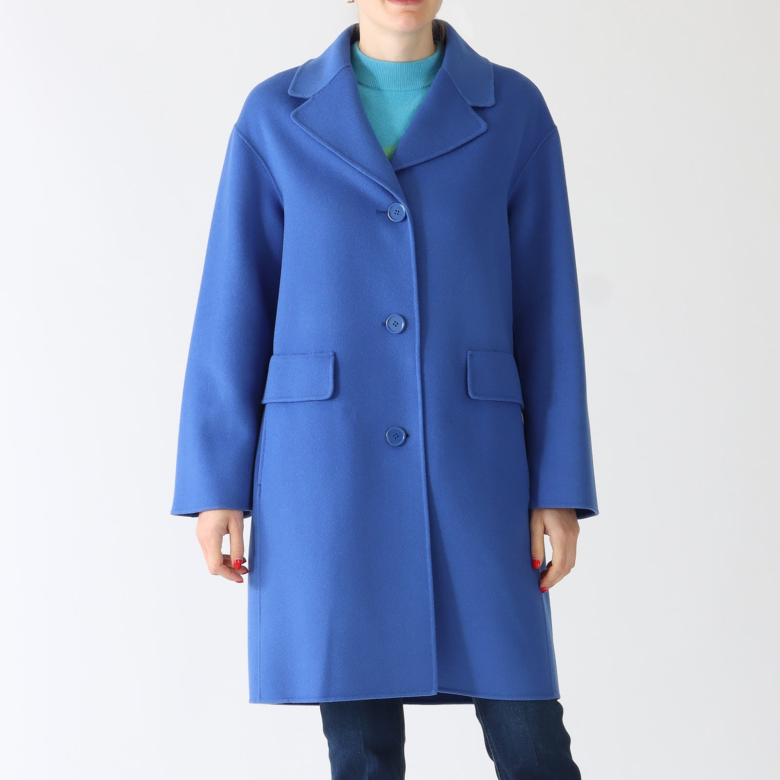 Cornflower Cielo Cocoon Wool Coat