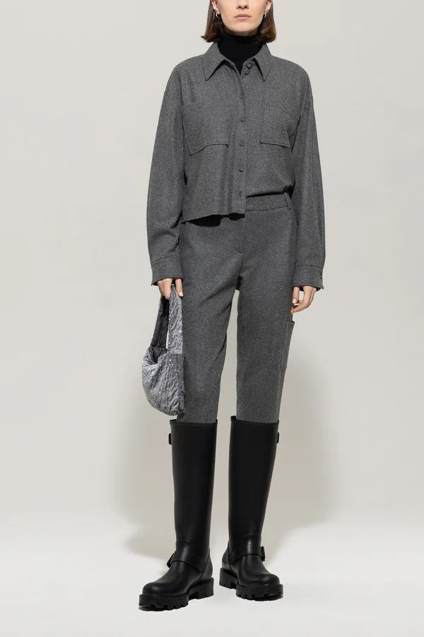 Dark Grey Melange Tapered Pants