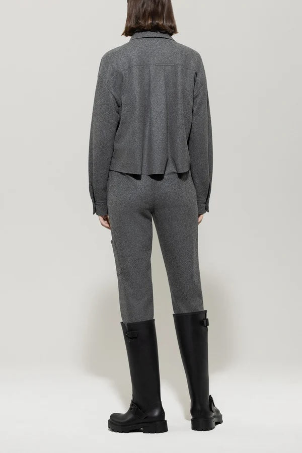 Dark Grey Melange Tapered Pants