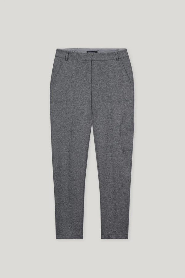 Dark Grey Melange Tapered Pants