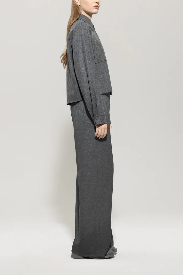Dark Grey Melange Wide Leg Pants