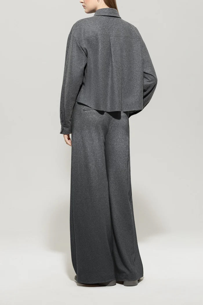 Dark Grey Melange Wide Leg Pants