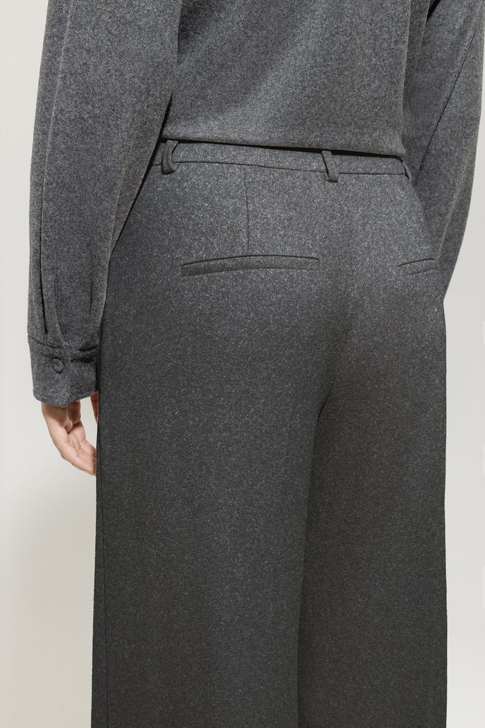 Dark Grey Melange Wide Leg Pants