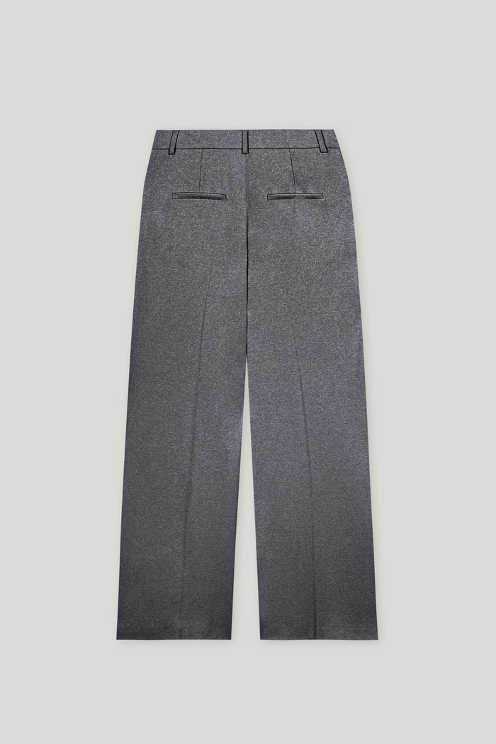 Dark Grey Melange Wide Leg Pants