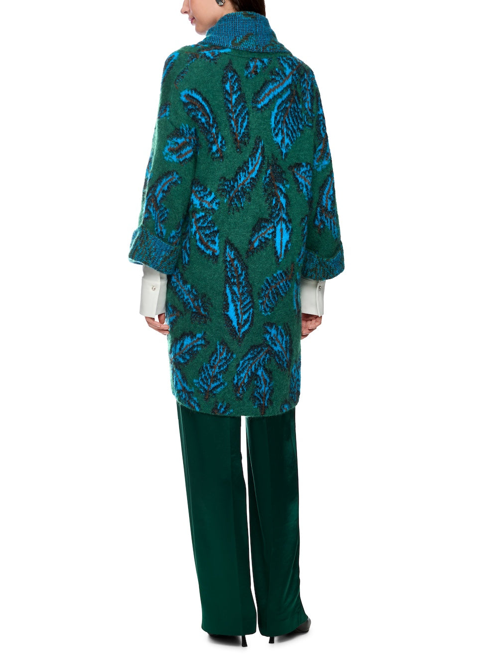 Dark Jade Green Plume Knit Coat