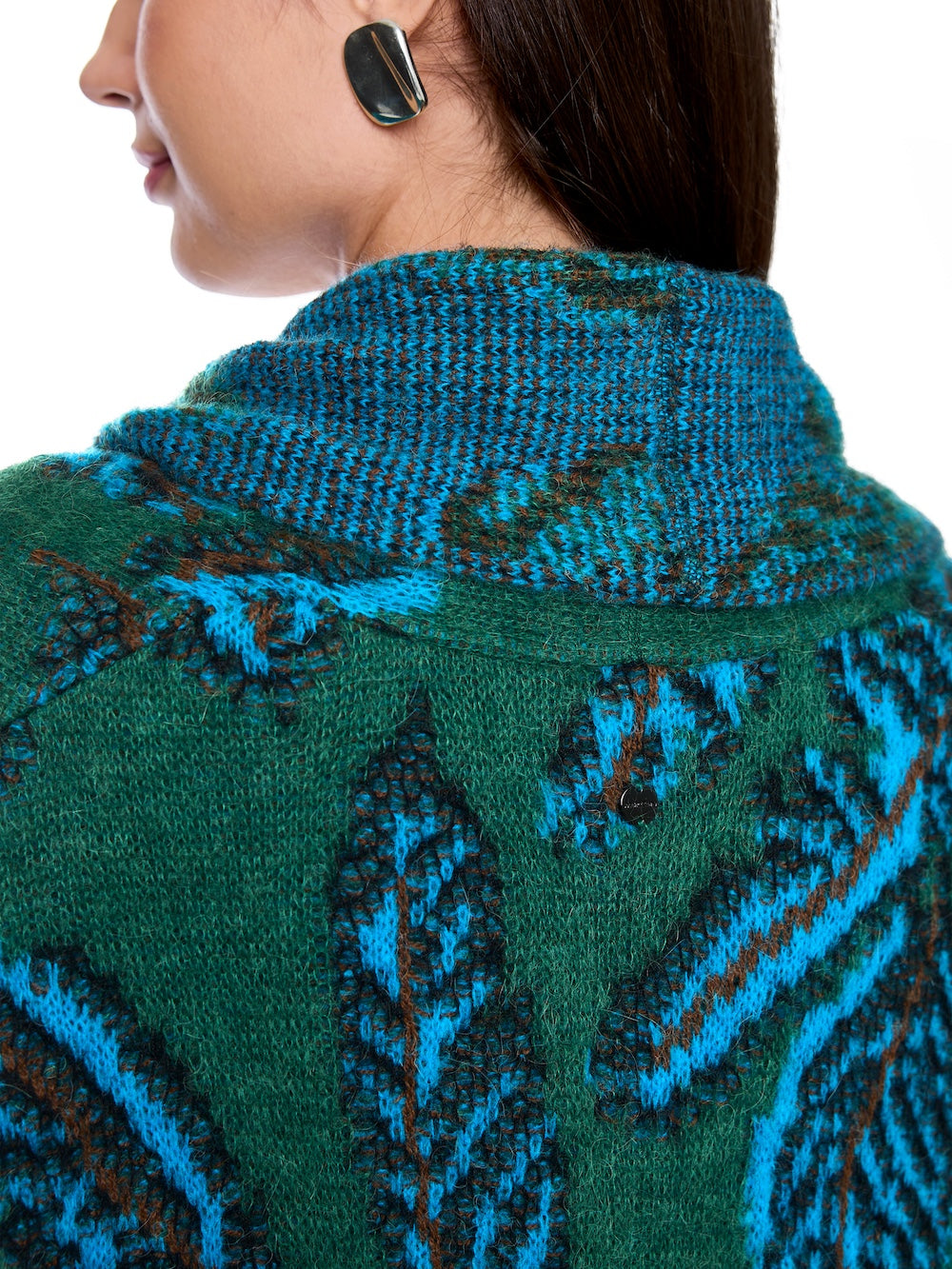 Dark Jade Green Plume Knit Coat