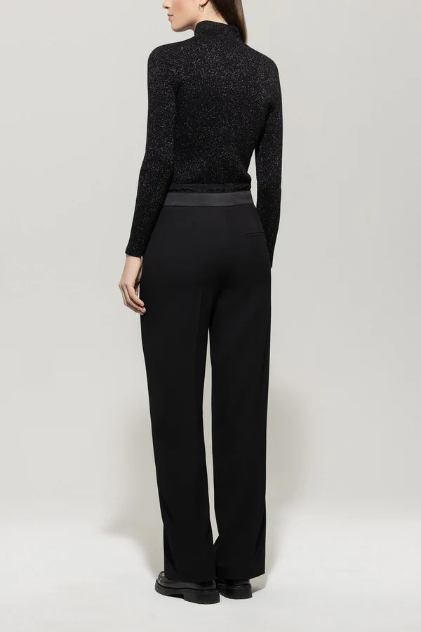Deep Black Wide Leg Drawstring Pants