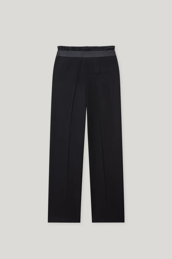 Deep Black Wide Leg Drawstring Pants