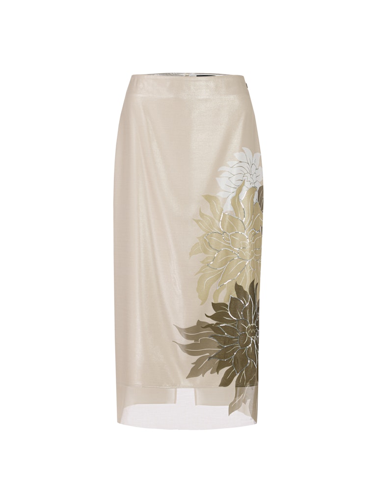 Deep Pearl Sequin Noble Print Midi Skirt