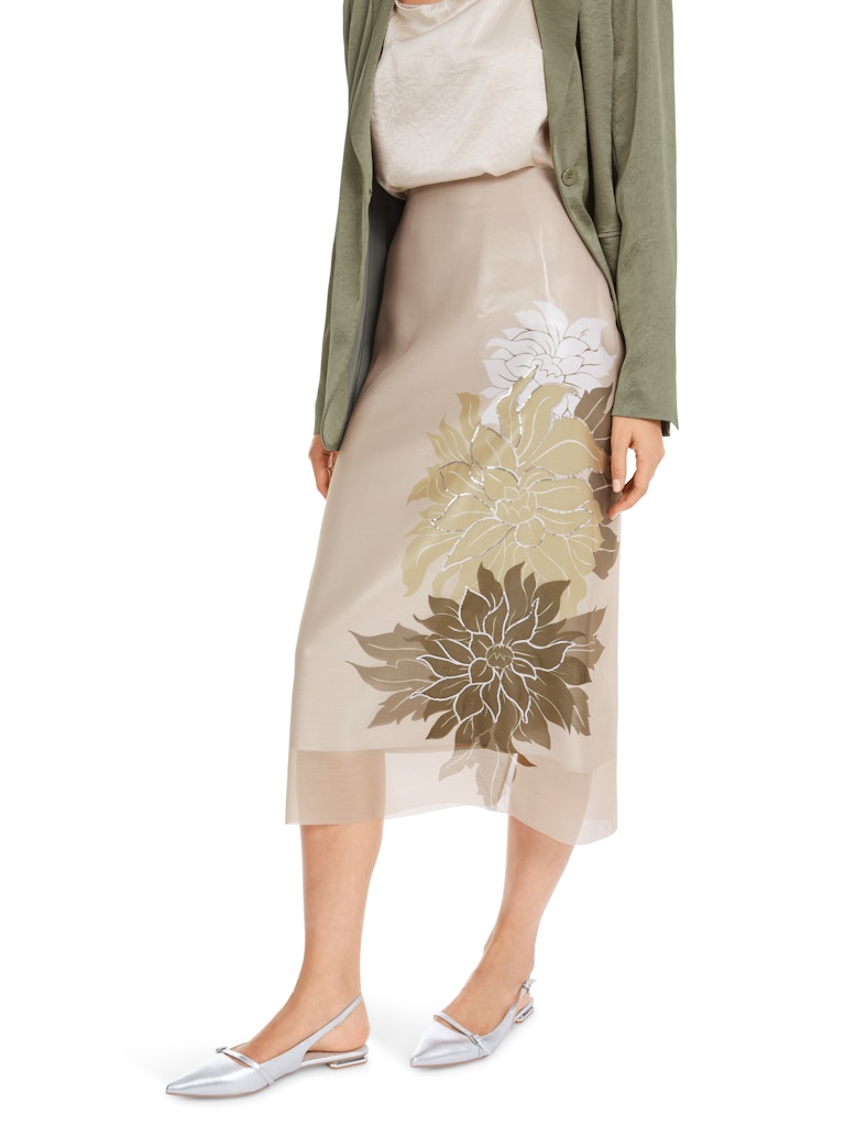 Deep Pearl Sequin Noble Print Midi Skirt